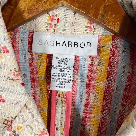 Sag Harbor Cream Floral Long Two Button Plus Size Blazer 16 - Picture 5 of 5